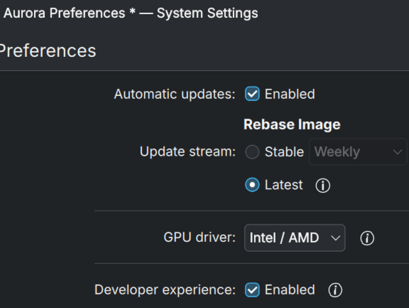 Aurora Preferences